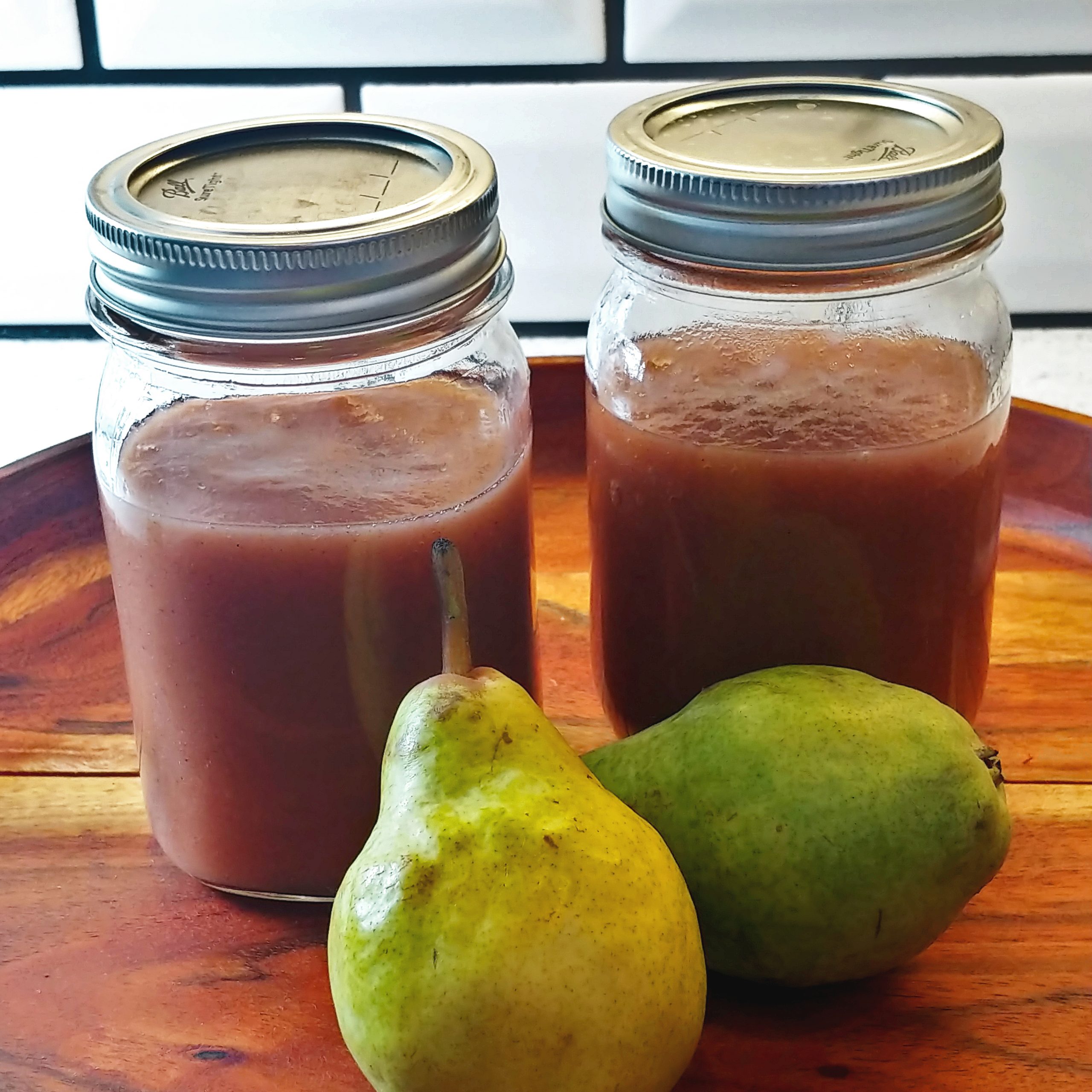 Pear Sauce in mason jars